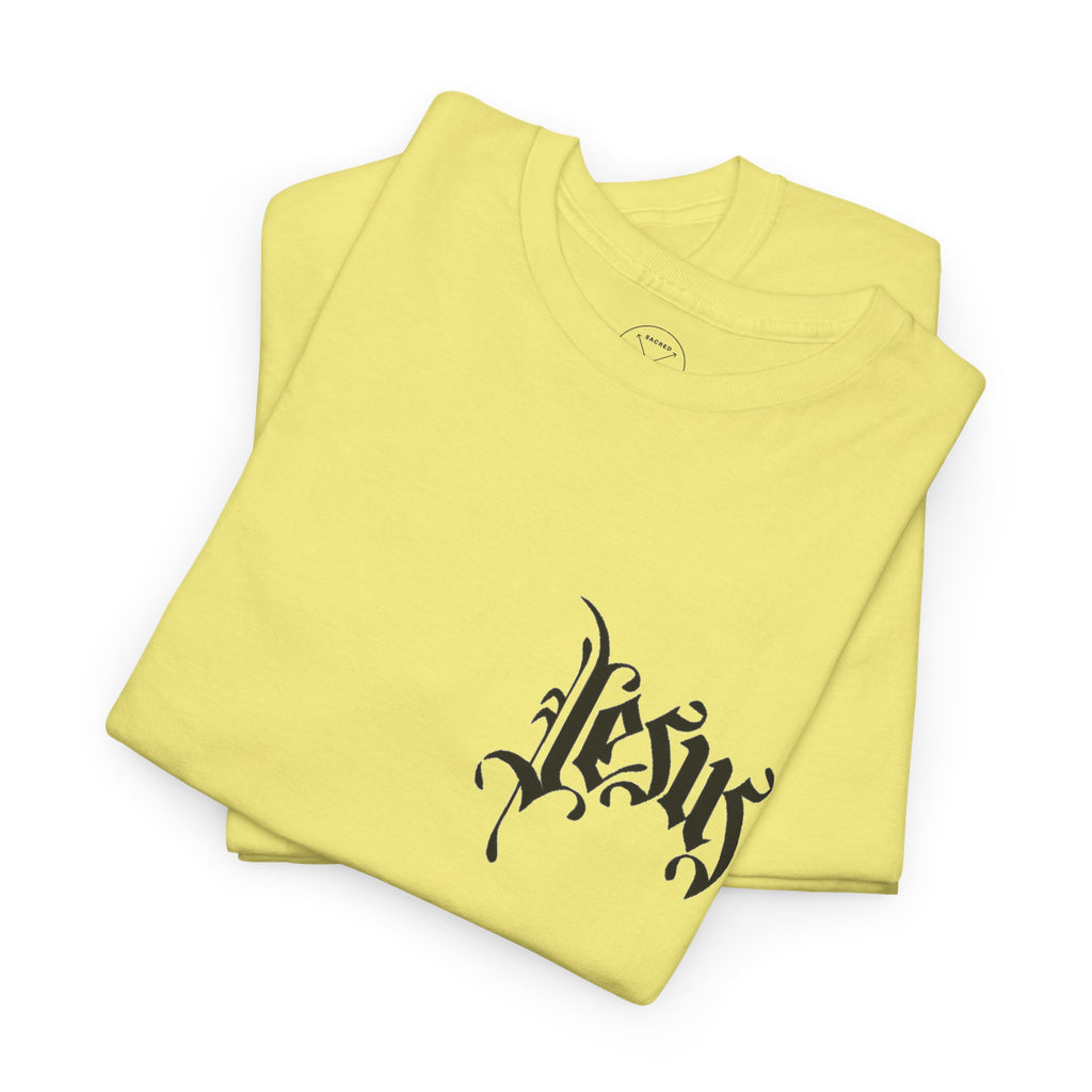 Jesus Script Tee — Gothic Cross Christian T-Shirt