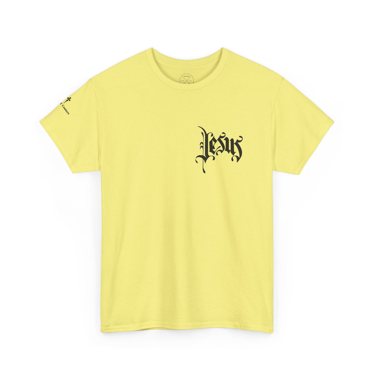 Jesus Script Tee — Gothic Cross Christian T-Shirt