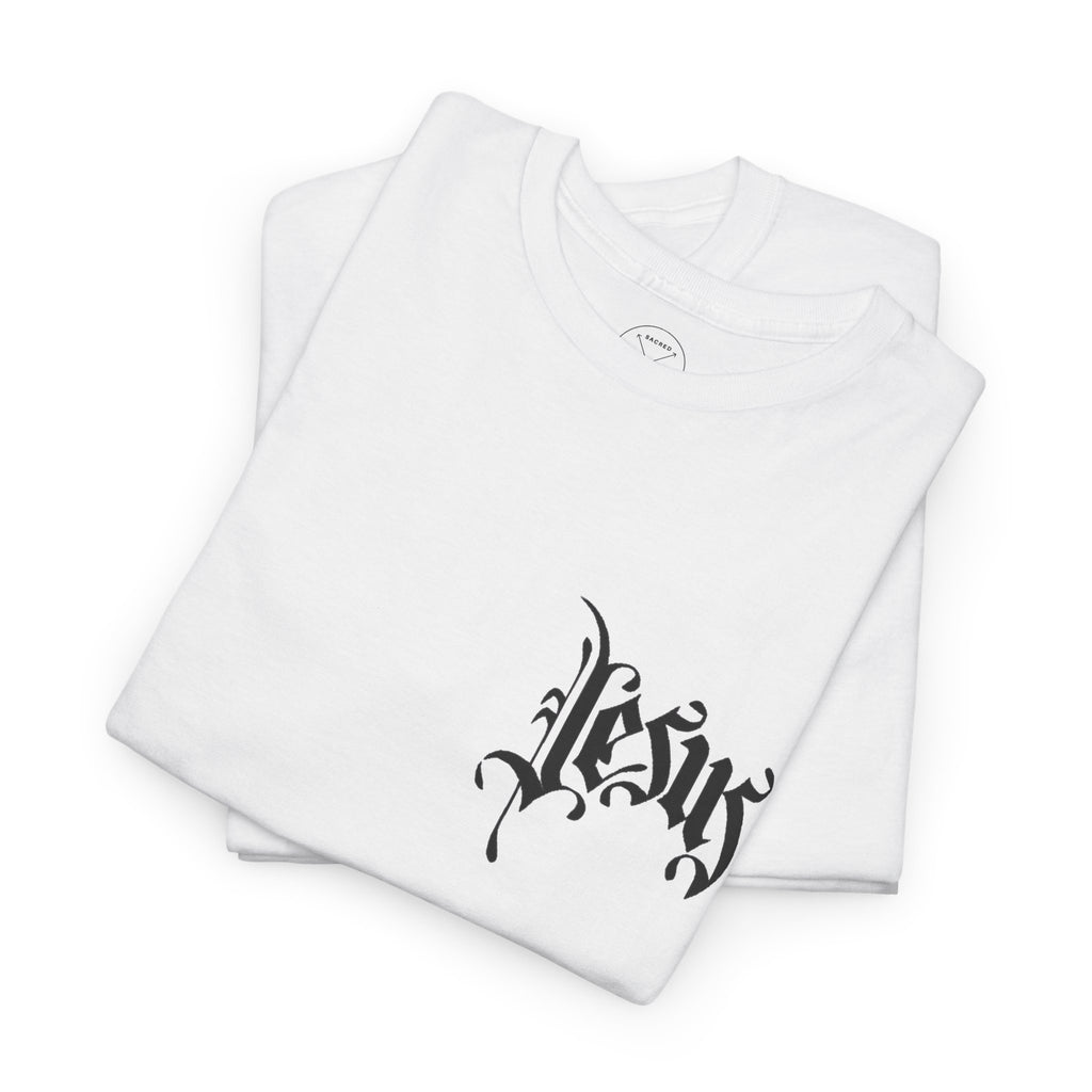 Jesus Script Tee — Gothic Cross Christian T-Shirt