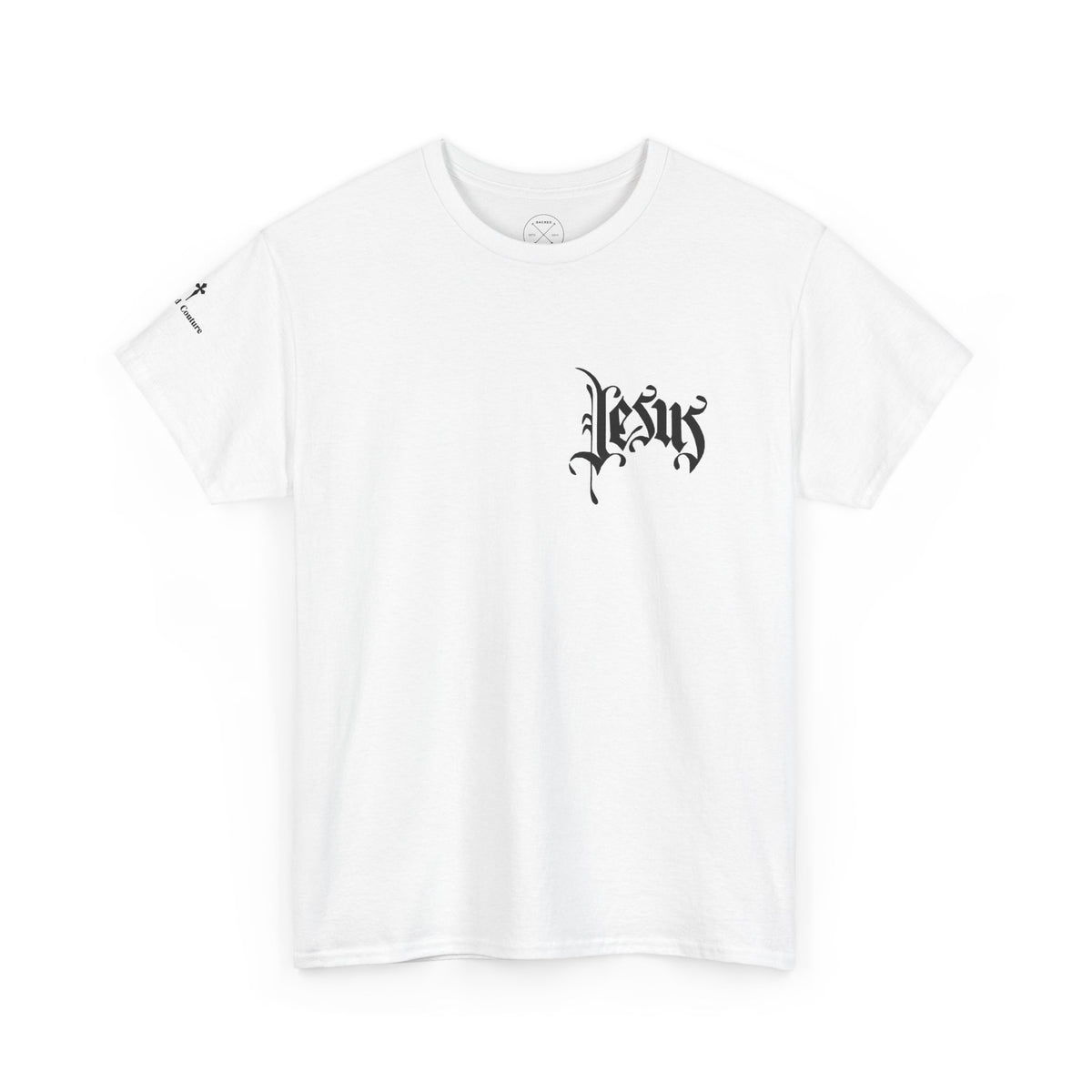 Jesus Script Tee — Gothic Cross Christian T-Shirt