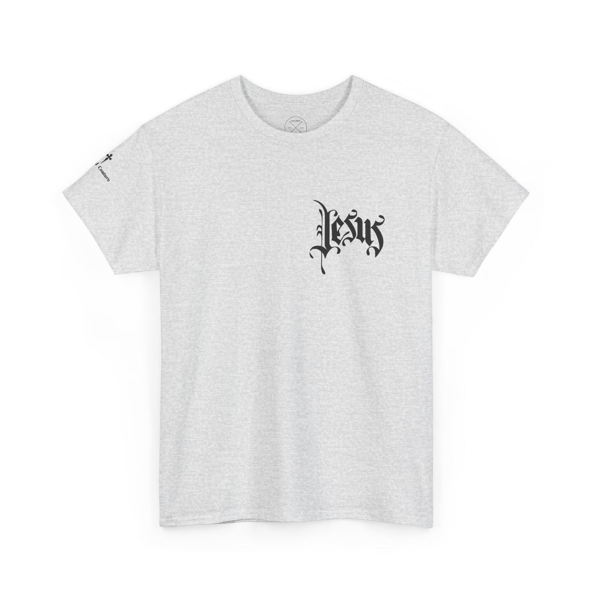 Jesus Script Tee — Gothic Cross Christian T-Shirt