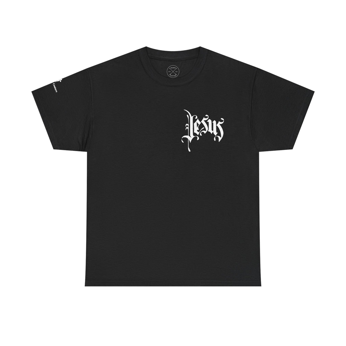 Jesus Script Tee — Gothic Cross Christian T-Shirt